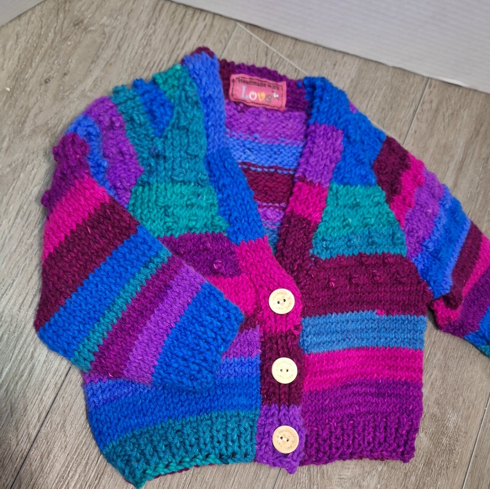 New Handmade Knit Toddler Sweater Size 2-3